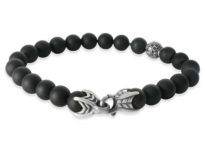 Bracciale in argento sterling con perle spirituali e diamanti David Yurman