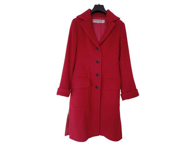 Yves Saint Laurent Red Wool Coat Size 38 