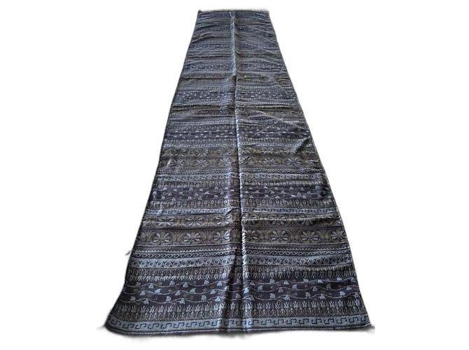 Autre Marque Cachecol BROCHIER SOIERIE 1890 de Seda e Lã Azul Marinho