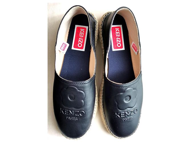 Kenzo Slip On Espadrilles Black Leather