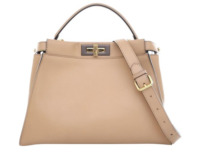 Fendi Beige Medium Leather Peekaboo Iconic Satchel