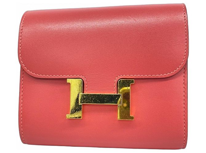 Cartera compacta para lápiz labial Constance Tadelakt Rose de Hermès