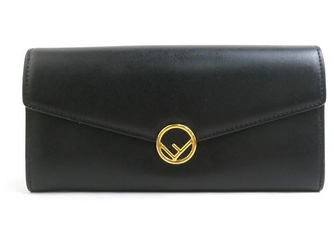 Fendi Black Leather Long Wallet