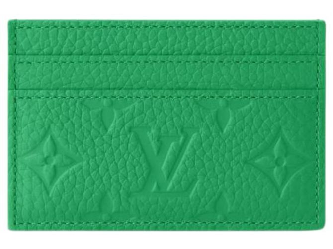 Louis Vuitton Porta tarjetas doble LV en cuero Monogram Verde