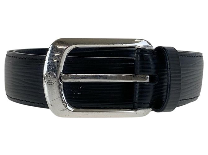 Louis Vuitton Epi Santur Ellipse Belt Black Silvery