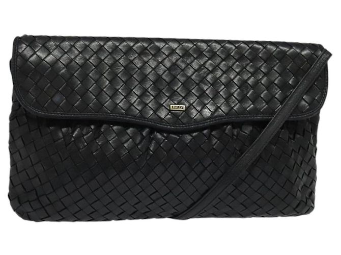 BALLY Borsa a Spalla in Pelle Nera e Oro Auth bs29341
