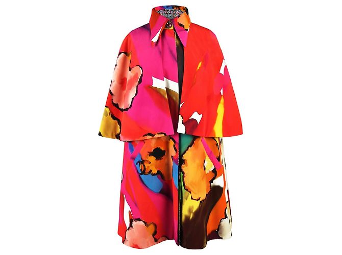 Chanel Double Sided Silk and Tweed Cape Coat Multiple colors