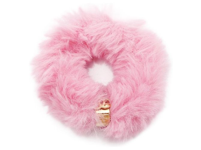 Scrunchie in pelliccia rosa Chanel