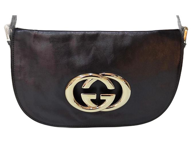 Borsa a tracolla Gucci GG in pelle nera Nero