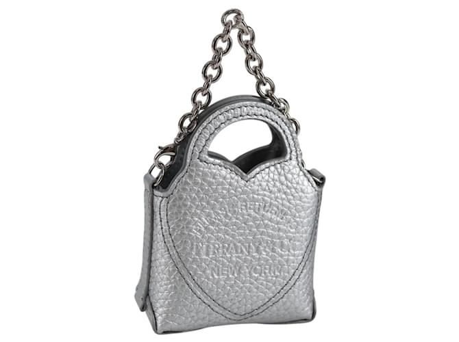 Autre Marque TIFFANY&Co. Retour au Micro Tote Charm Cuir Argent Auth 141171M Argenté 