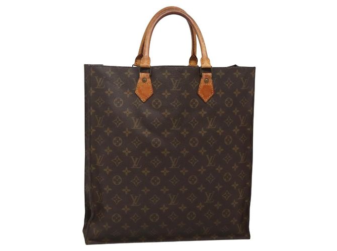 LOUIS VUITTON Monogram Sac Plat Hand Bag M51140 LV Auth 140437