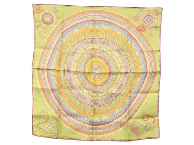 Hermès HERMES Carré 40 Écharpe "FRANCE PARIS 24 FBG" Soie Verte Auth 134912M  ref.2507224