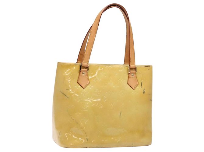 LOUIS VUITTON Sac à main Monogram Vernis Houston Beige M91004 LV Auth BA5330