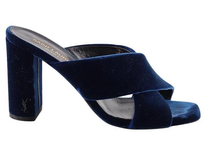 Saint Laurent Mule in velluto blu