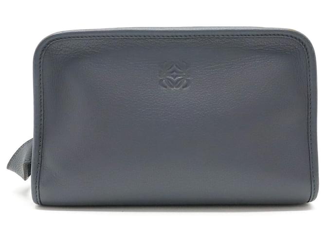 Loewe Anagram Leather Clutch Bag Blue Pony-style calfskin  ref.2508201