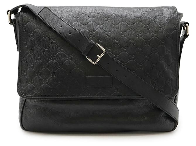Gucci Guccissima Leather Messenger Bag Black  ref.2508481