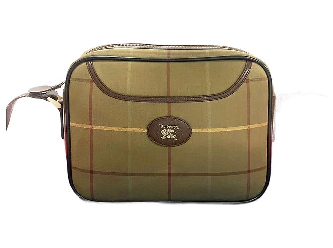 Bolsa de ombro em couro e lona Burberrys Marrom