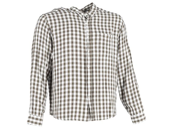 Camicia button-down Ami a stampa check in cotone marrone e bianco