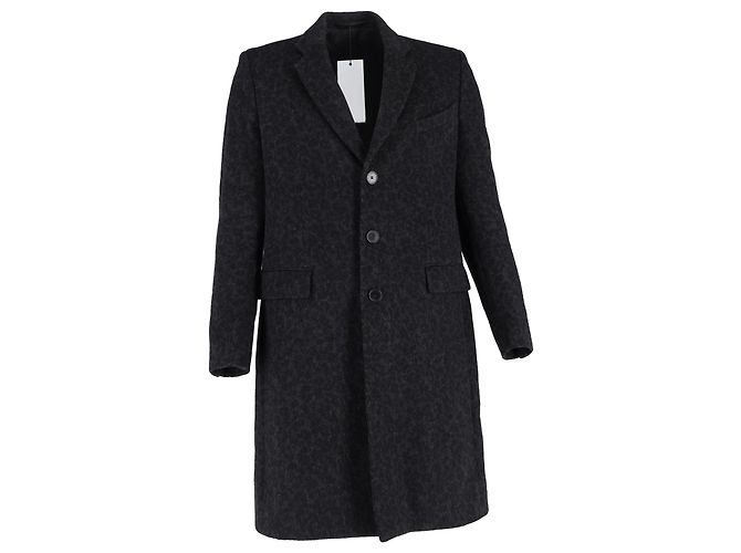 Casaco slim fit de lã preta com estampa de leopardo da Givenchy