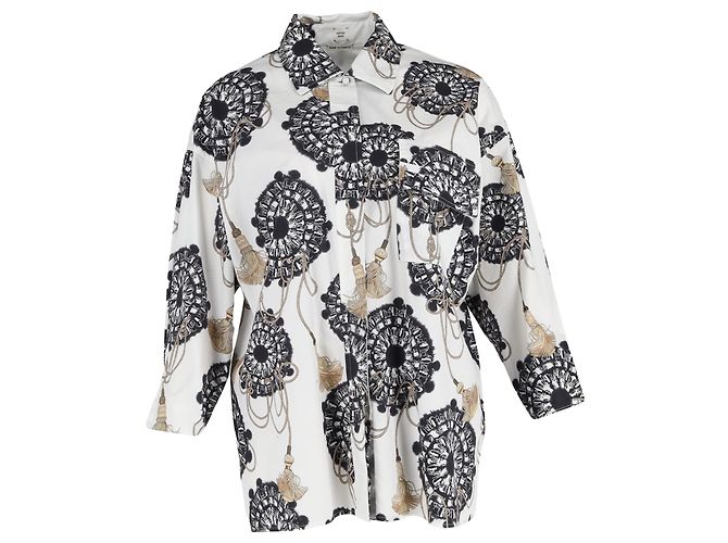 Camicia Hermès Cliquetis Aquarelle stampata in cotone bianco Multicolore