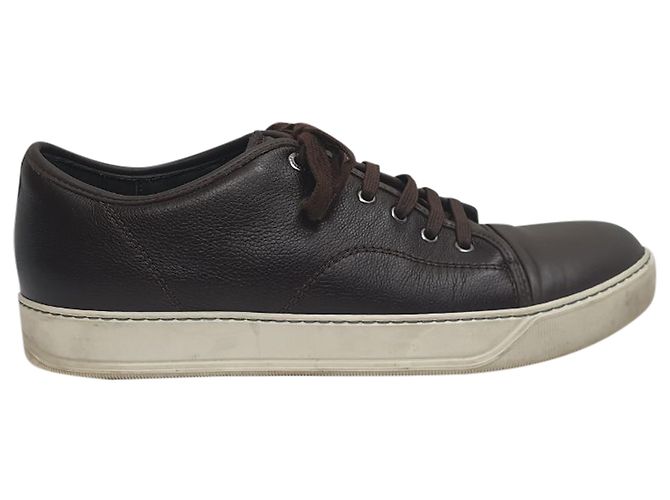Baskets Basses Lanvin en Cuir Marron Rouge