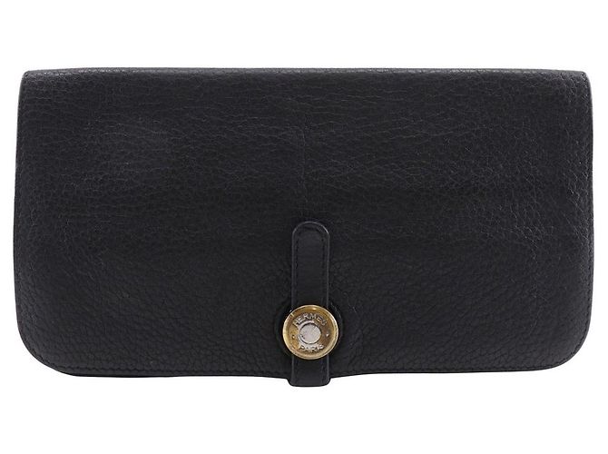 Hermès Hermes Dogon Long Taurillon Clemence Long Wallet Black