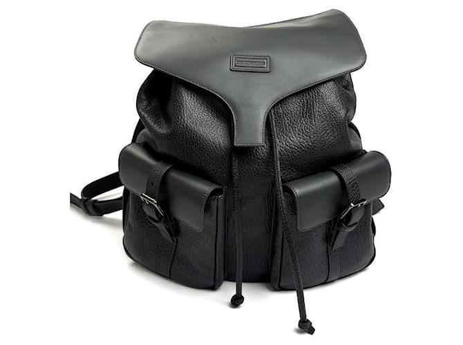 Emporio Armani Official Name Leather Backpack Grey  ref.2510242