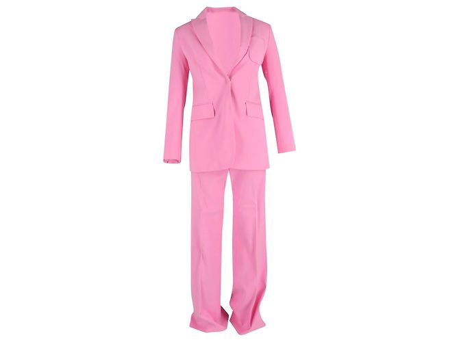 Conjunto de Blazer e Calças de Botão Único Joseph em Lã Rosa