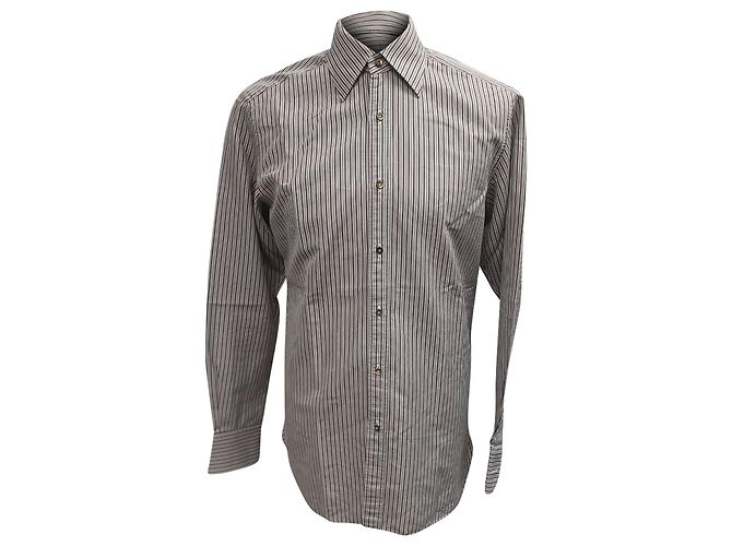 Camicia a maniche lunghe a righe Gucci in cotone multicolore