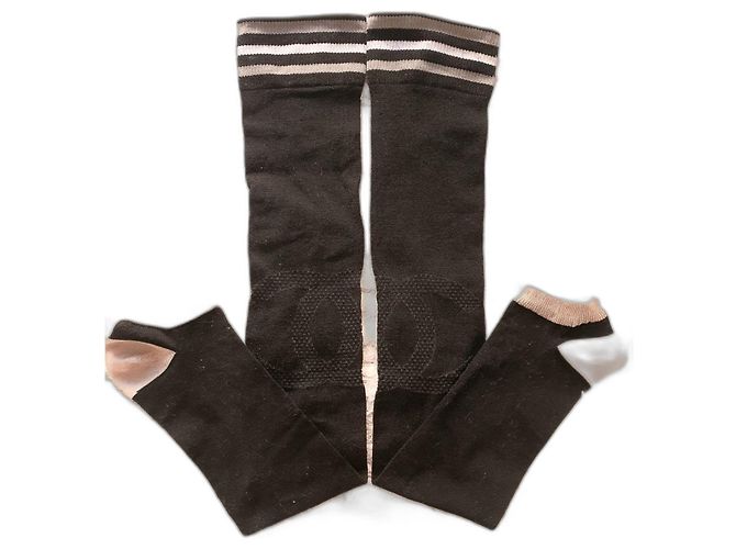 Chanel Thigh-High Footless Socks Black Grey