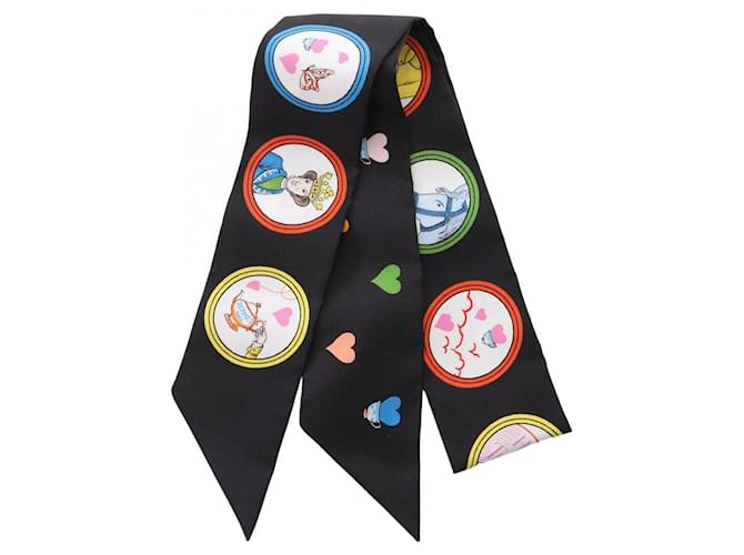 Écharpe en soie TEA TIME d'Hermès Noir  ref.2511055