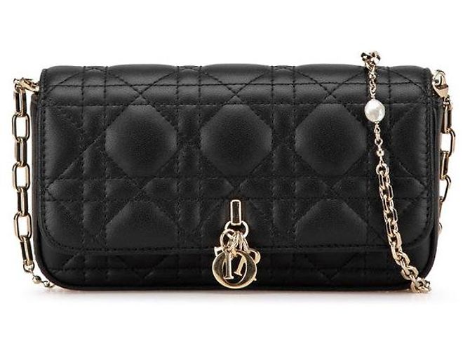 Christian Dior Borsa a Spalla MyDior in Pelle di Agnello Nero