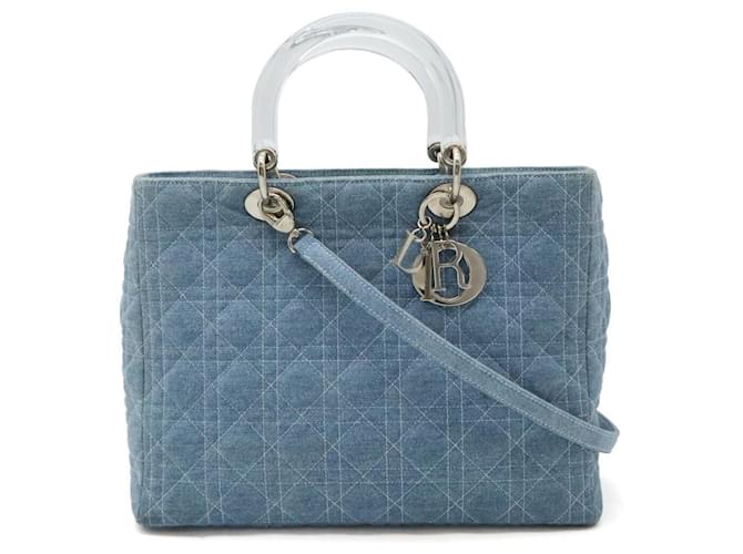 Dior Lady Dior Denim Handbag Blue  ref.2511387