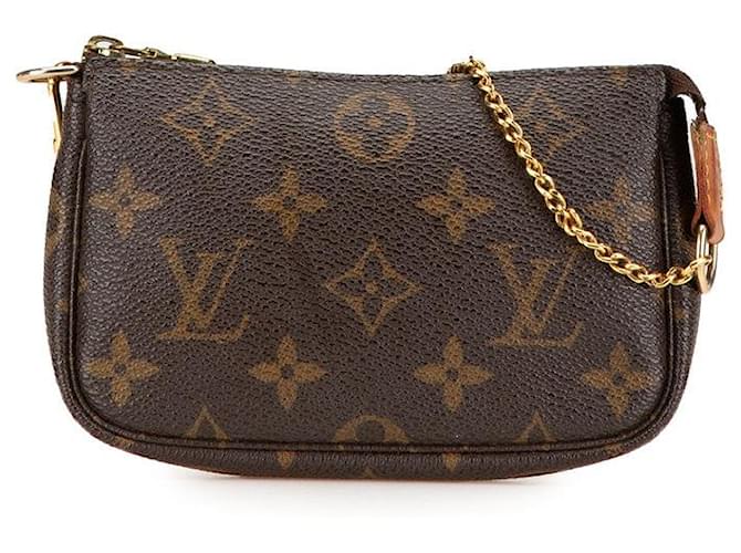 Pochete Acessórios Mini Monograma Louis Vuitton Metálico Bronze Lona  ref.2511502