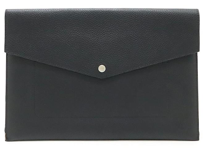 Louis Vuitton Pochette Envelope Taurillon Clutch Bag Black Leather  ref.2511819