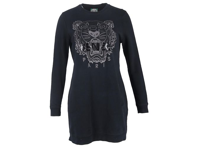 Mini-Kleid aus Baumwolle mit Kenzo Tiger-Logo in Marineblau