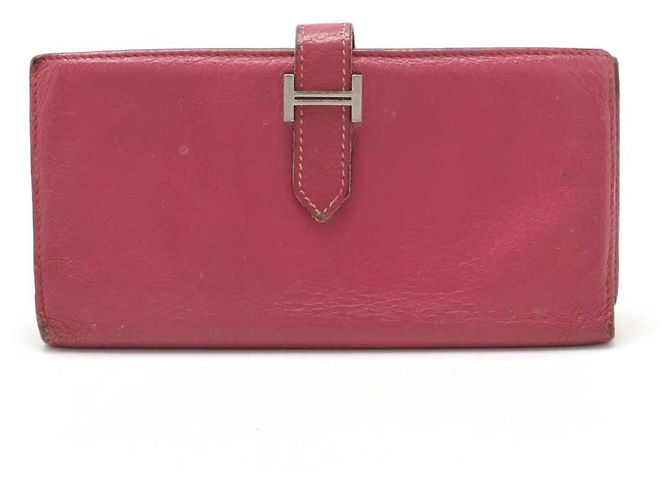 Carteira Longa de Couro Béarn da Hermès Rosa