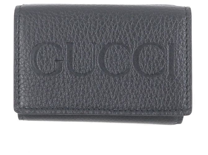 Billetera de cuero plegable Gucci Negro