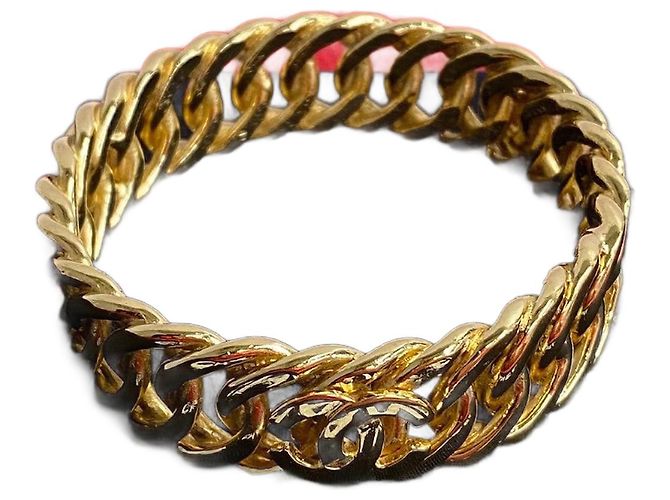 Timeless Chanel Coco Mark Bangle Accessory Golden Metallic