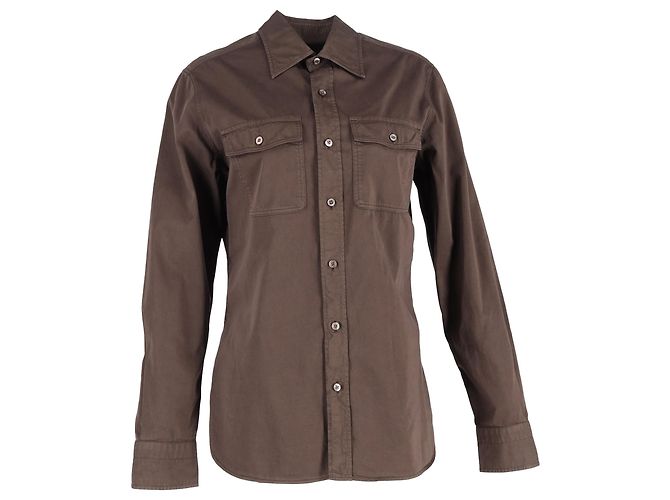 Camisa de twill Tom Ford em algodão marrom Vermelho