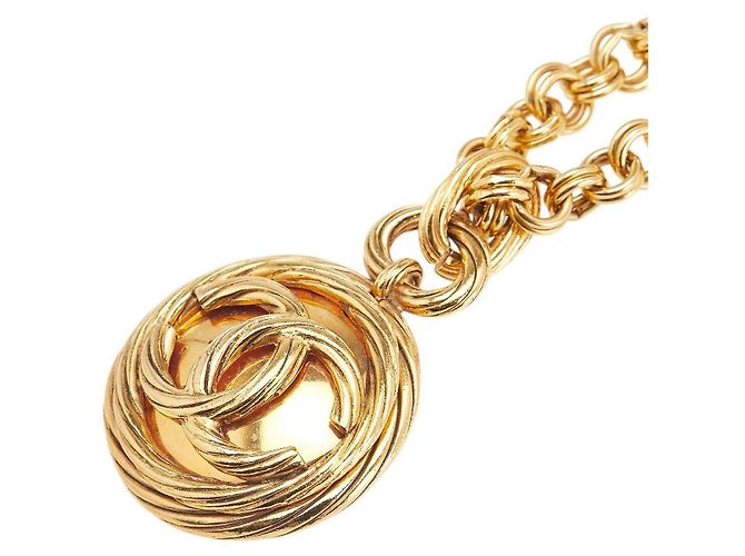 Timeless Collana Specchio Rotondo Coco Mark di Chanel D'oro Metallico