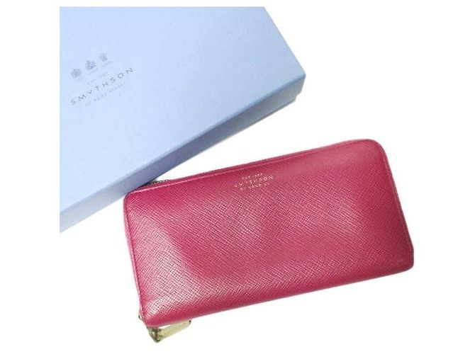 Autre Marque Smythson PANAMA große Reißverschluss-Geldbörse aus Leder Pink