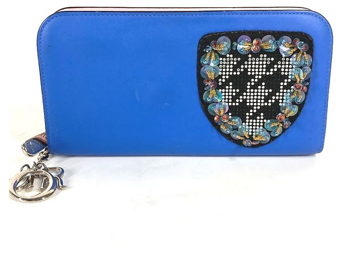 Christian Dior Long Wallet Black Blue