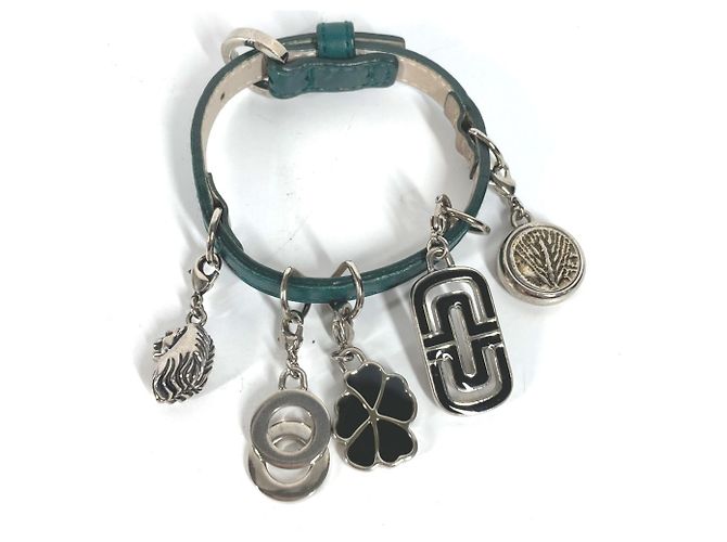 Bulgari Pulseira de couro verde Bvlgari