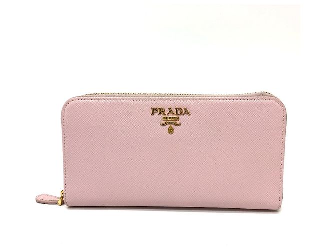Prada Pink Saffiano Leather Long Wallet
