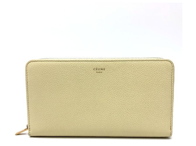 Céline Celine Damen Leder Rundzip Langbörse Beige