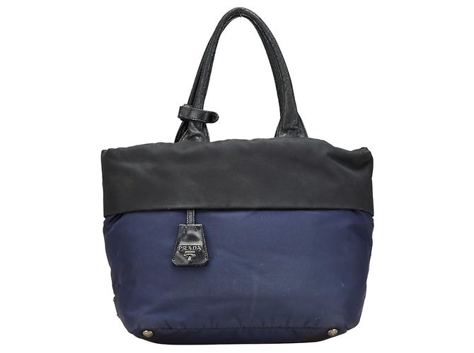 Sac à main tote Prada Tessuto Double Triangle Logo Plate Noir