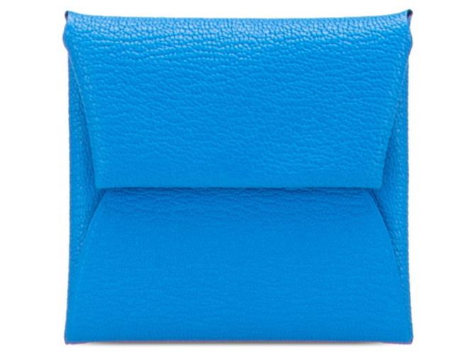 Hermès Hermes Bastia Coin Purse in Blue Chevre Leather