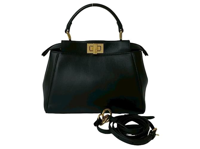 Fendi Peekaboo Leather 2-Way Handbag Black  ref.2514648