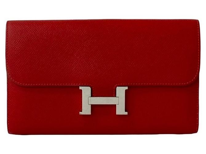 Hermès Hermes Constance Long Wallet in Red Epsom Leather